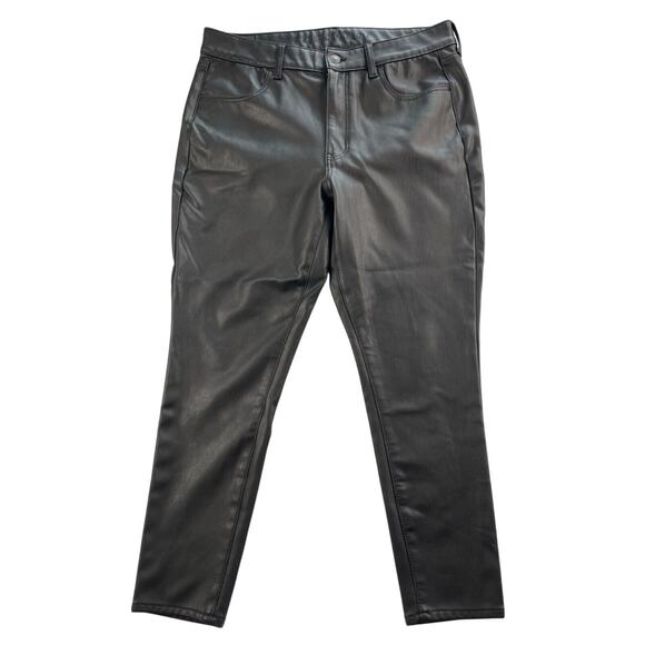 American Eagle Pants 16 Short Black Vegan Faux Leather Skinny Cropped Inseam 26" - Picture 1 of 12
